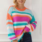 Striped Round Neck Long Sleeve Knit Top