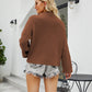 Rib-Knit Dropped Shoulder Mock Neck Sweater