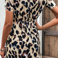 Animal Print Belted Keyhole Round Neck Dress