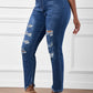 High-Rise Distressed Hem Detail Jeans