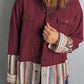 Striped Frayed Hem Corduroy Jacket