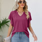 Notched Neck Flutter Sleeve Tee