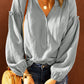 Balloon Sleeve Frill Trim Notched Neck Blouse