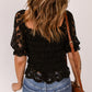 Lace Smocked Flounce Sleeve Blouse