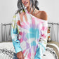 Tie-Dye Boat Neck Batwing Sleeve Tee