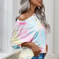Tie-Dye Boat Neck Batwing Sleeve Tee