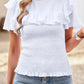 Smocked Tie Back Flutter Sleeve Blouse