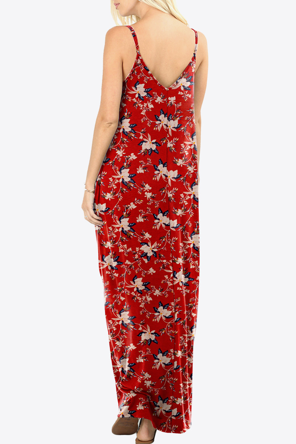 Floral Spaghetti Strap Maxi Dress with Pockets