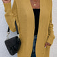 Ribbed Trim Longline Cardigan with Pockets
