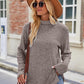 Ribbed Turtleneck Long Sleeve Slit Knit Top