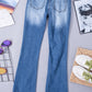 Distressed Flared Jeans with Pockets