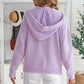 Lace Trim Half-Button Drawstring Knit Hoodie