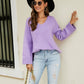 Drop Shoulder V-Neck Knit Pullover