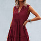 Frill Trim Notched Sleeveless Tiered Dress