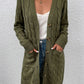 Cable-Knit Button Down Longline Cardigan with Pockets