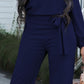 Boat Neck Tie Belt Jumpsuit