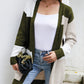 Color Block Ribbed Trim Open Front Cardigan