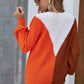 Color Block Rib-Knit Round Neck Knit Pullover