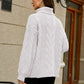 Cable-Knit Turtleneck Lantern Sleeve Sweater