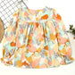 Printed Flounce Sleeve Buttoned Blouse