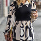 Two-Tone Long Puff Sleeve Blouse