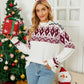 Geometric Crewneck Dropped Shoulder Sweater