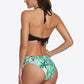 Two-Tone Fringe Trim Tied Bikini Set