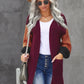 Color Block Rib-Knit Longline Cardigan with Front Pockets
