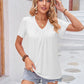Ruched V-Neck Short Sleeve Tee