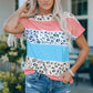 Leopard Print Color Block Tee Shirt