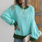 Contrast Trim Drop Shoulder Pullover Sweater