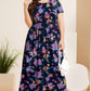 Plus Size Printed Round Neck Short Sleeve Maxi Dress