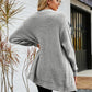Ribbed Trim Cable-Knit Drop Shoulder Cardigan