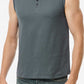 Buttoned Notched Neck Tank