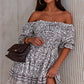 Printed Off-Shoulder Pleated Dress