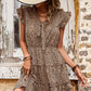 Leopard Print Butterfly Sleeve Tiered Dress