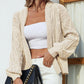 Dropped Shoulder Ribbed Trim Hooded Cardigan
