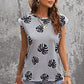 Printed Capped Sleeve Round Neck Top