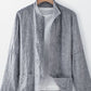 Buttoned Round Neck Long Sleeve Linen Shirt with Pockets