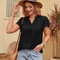 Flutter Sleeve Notched Neck Satin Blouse