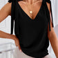 Tie-Shoulder V-Neck Satin Tank Top