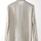 Buttoned Round Neck Long Sleeve Linen Shirt with Pockets
