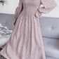 Printed Smocked Flounce Sleeve Maxi Dress
