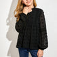 Girls Swiss Dot Spliced Lace Notched Blouse