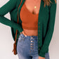 Ribbed Trim Snap Down Cardigan