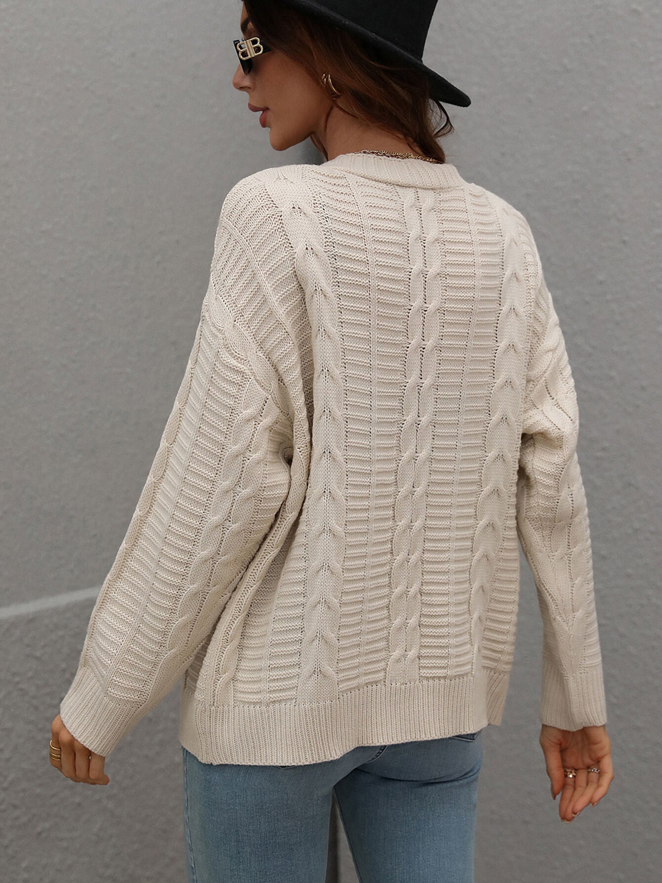 Cable-Knit Button Front Cardigan