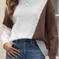 Contrast Round Neck Long Sleeve Knit Top