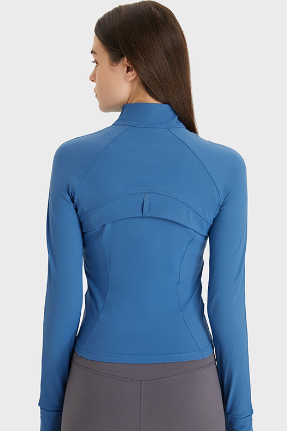Zip Up Thumbhole Sleeve Sports Jacket with Pockets