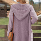 Popcorn-Knit Long Sleeve Hooded Cardigan