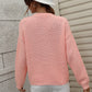 Drop Shoulder Round Neck Ribbed Cuff Sweater